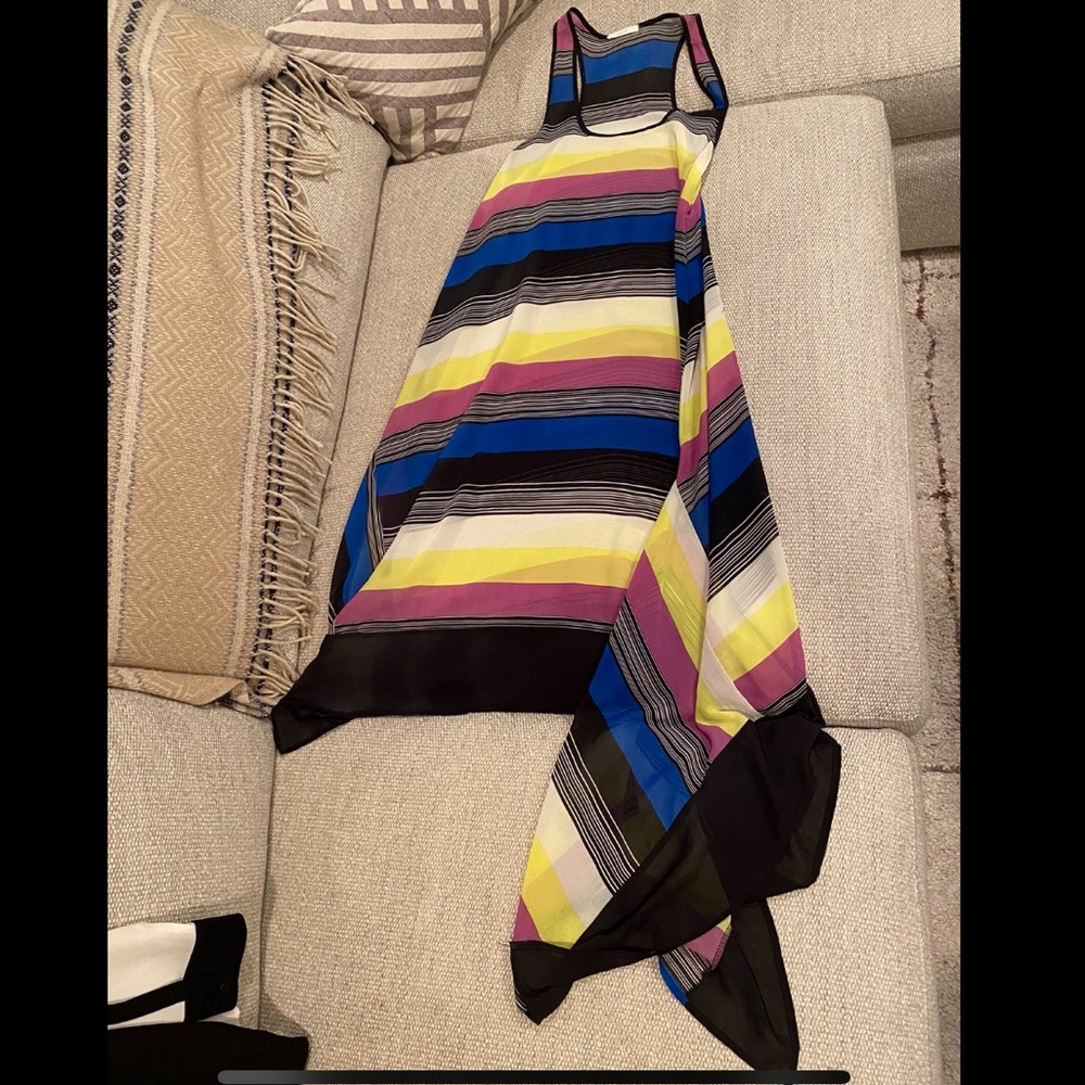 Bright color striped asymmetric Lush maxi